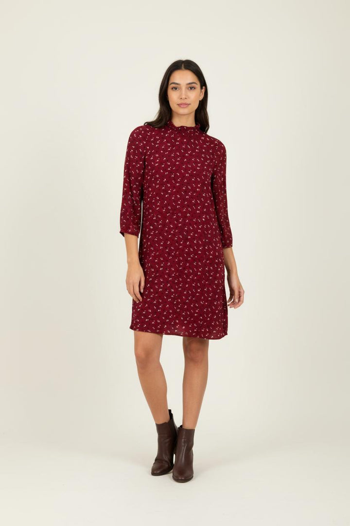Robe bordeaux à motifs - Taille XS/34