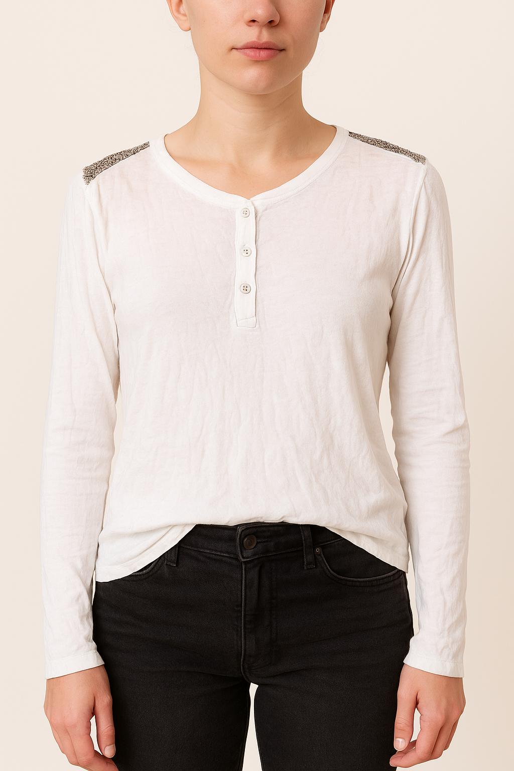Henley Blanc - Taille XS/34 de la marque IKKS | PARAD22442 - Vendu par Paradigme - Image 1