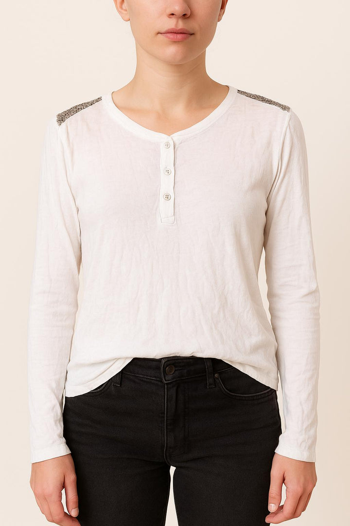 Henley Blanc - Taille XS/34 de la marque IKKS | PARAD22442 - Vendu par Paradigme - Image 1