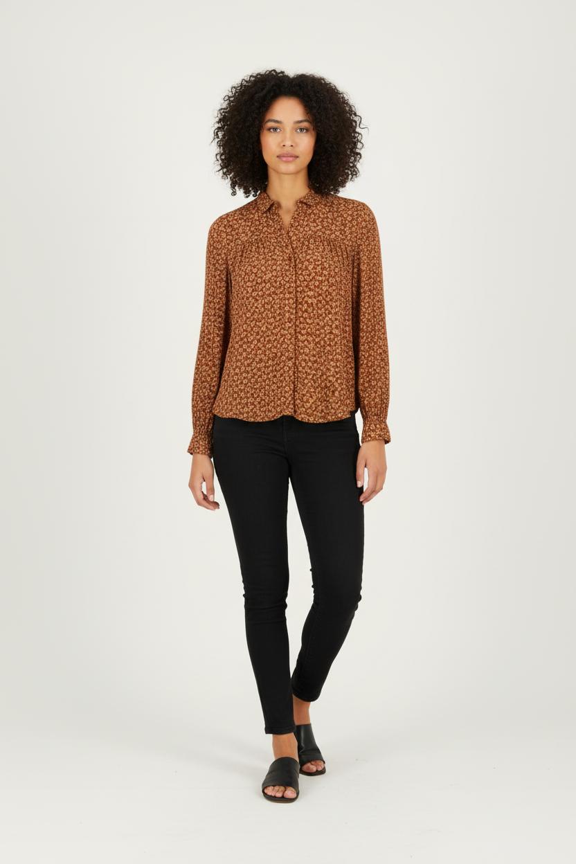 Chemise marron à motifs - Taille XS/34