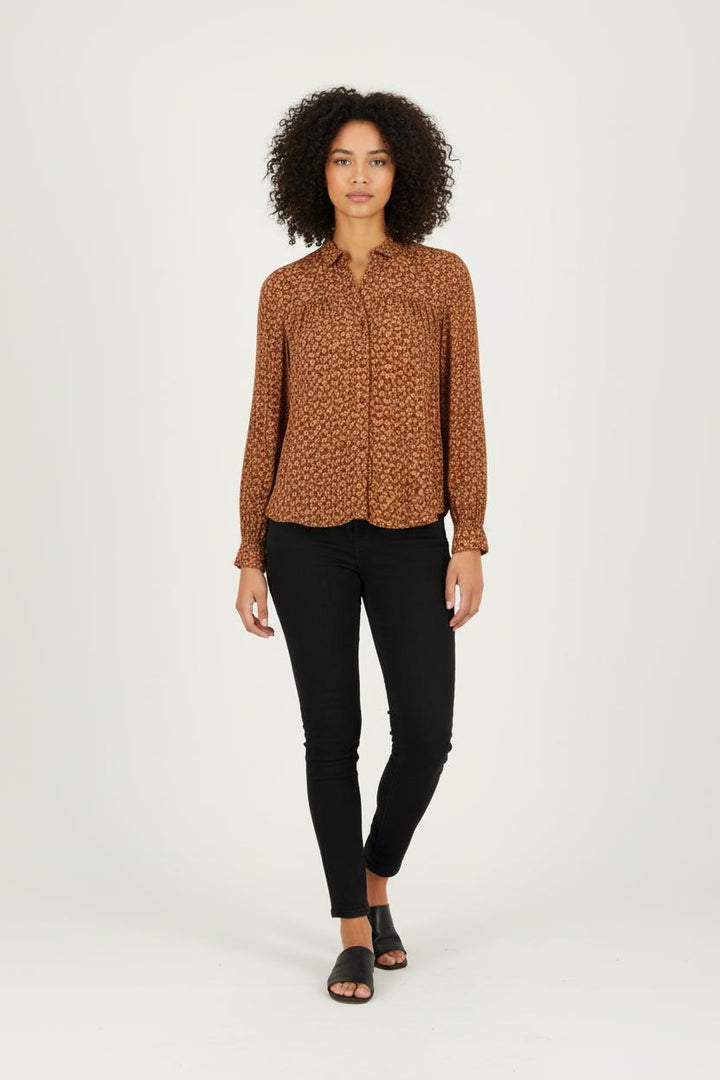 Chemise marron à motifs - Taille XS/34