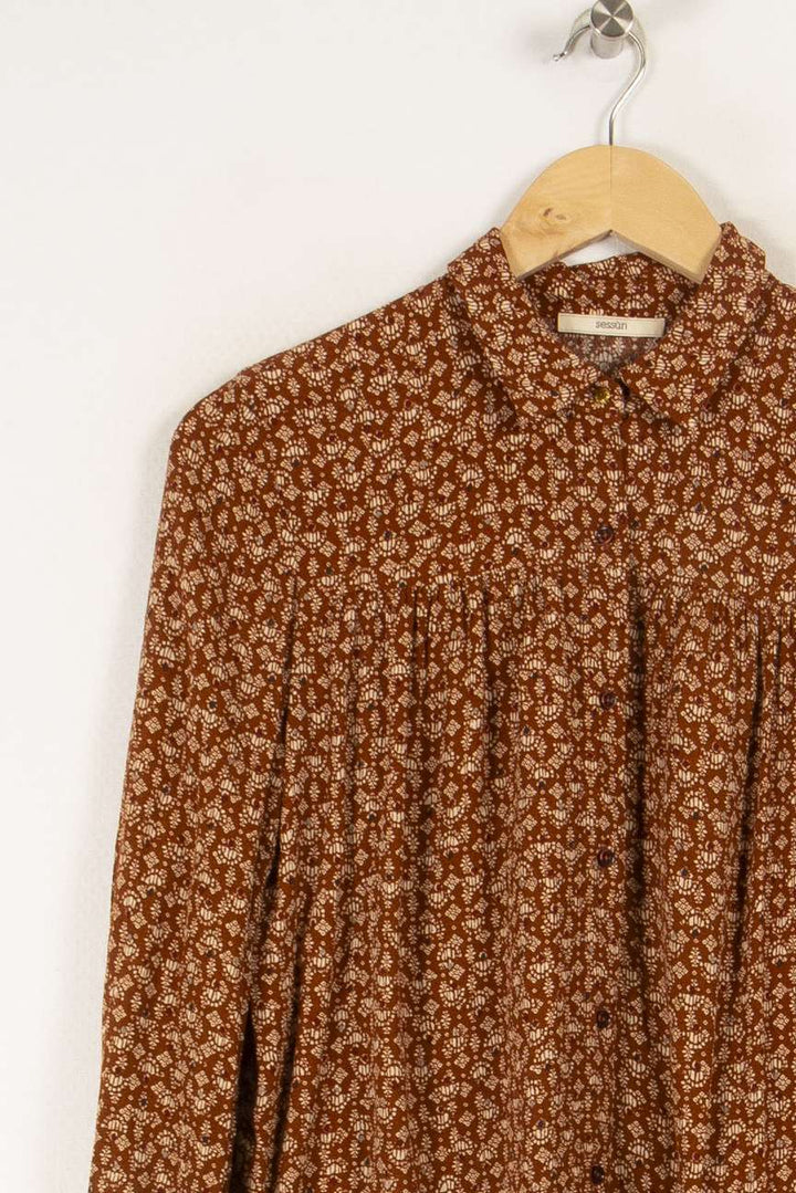 Chemise marron à motifs - Taille XS/34