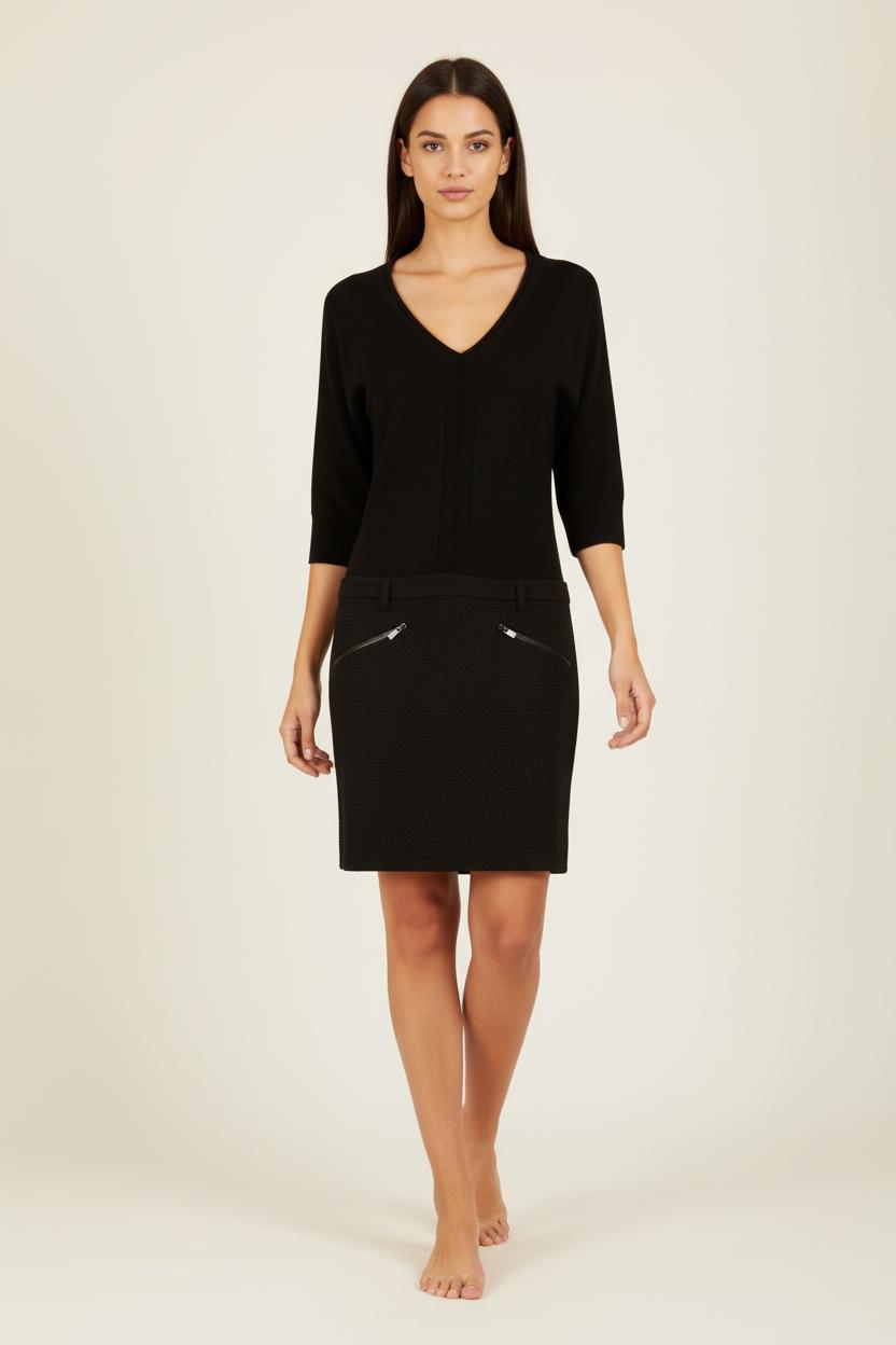 Robe noire bi-matière - Taille XS/34