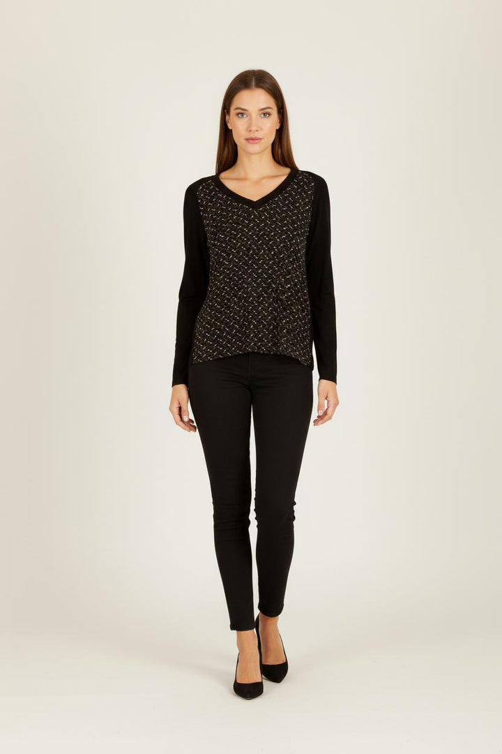 Blouse noire à motifs - Taille XS/34