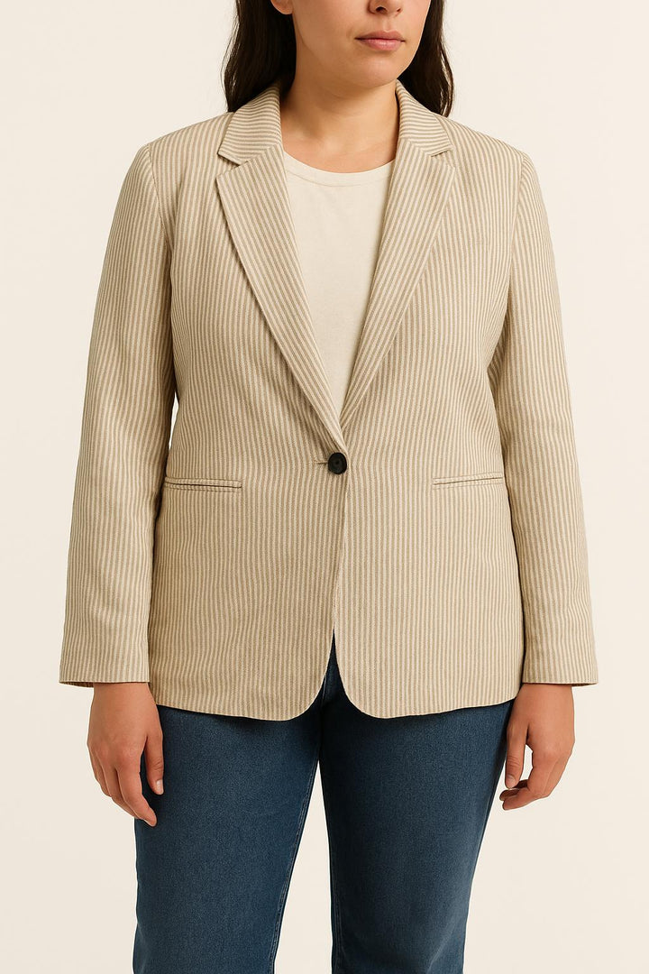 Blazer Beige à Rayures - Taille XL/42 de la marque La Fée Maraboutée | PARAD22728 - Vendu par Paradigme - Image 1