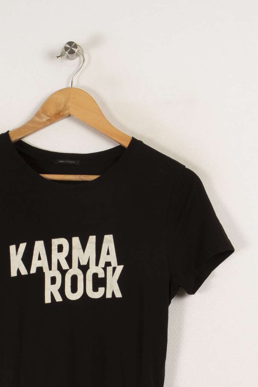 T-shirt noir avec inscription - Taille XS/34