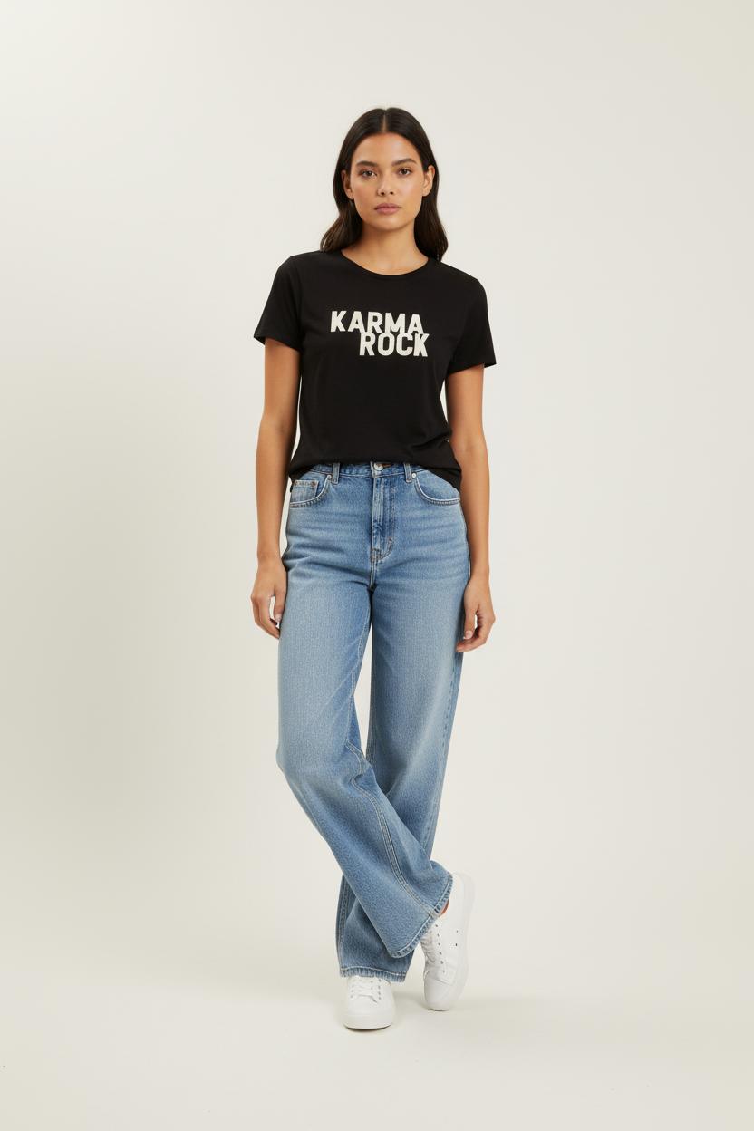 T-shirt noir avec inscription - Taille XS/34