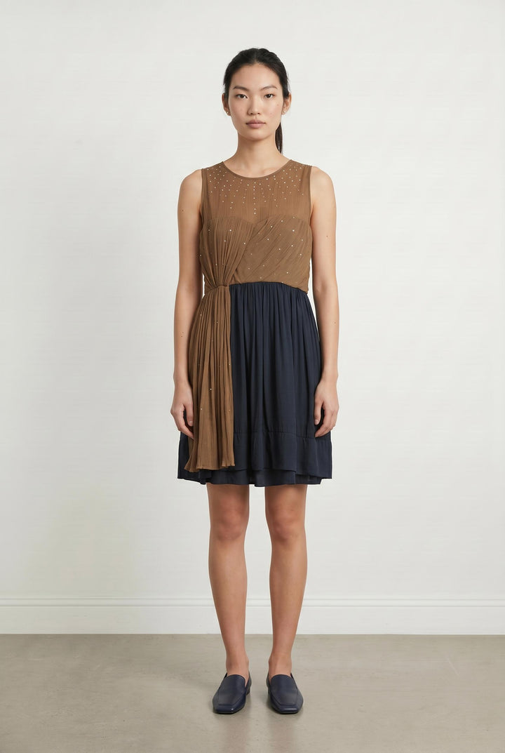 Robe Courte Marron et Noire - Taille S/36 de la marque Maje | PARAD22883 - Vendu par Paradigme - Image 1