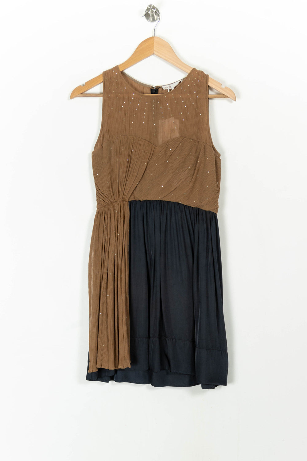 Robe Courte Marron et Noire - Taille S/36 de la marque Maje | PARAD22883 - Vendu par Paradigme - Image 2