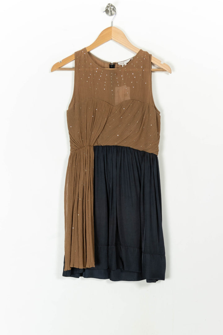 Robe Courte Marron et Noire - Taille S/36 de la marque Maje | PARAD22883 - Vendu par Paradigme - Image 2