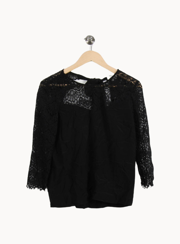 Blouse Dentelle Noire - Taille S/36 de la marque Sézane | PARAD22893 - Vendu par Paradigme - Image 2