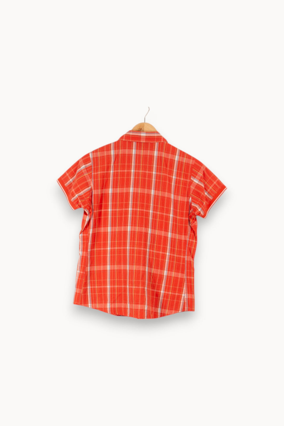 Chemise rouge à rayures bleues, blanches et jaunes - Taille L/40