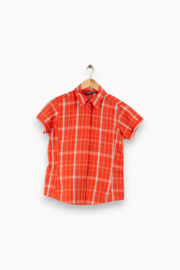 Chemise rouge à rayures bleues, blanches et jaunes - Taille L/40