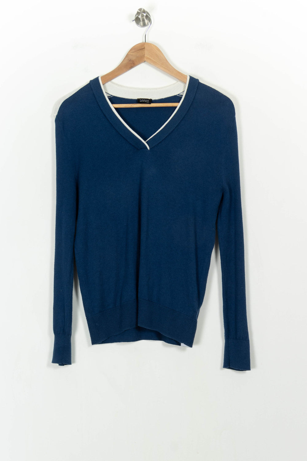 Pull Col V Bleu et Blanc - Taille S/36 de la marque Ekyog | PARAD22934 - Vendu par Paradigme - Image 2
