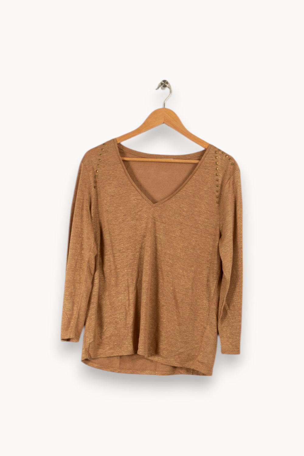T-shirt manches longues marron brillant - Taille M/38