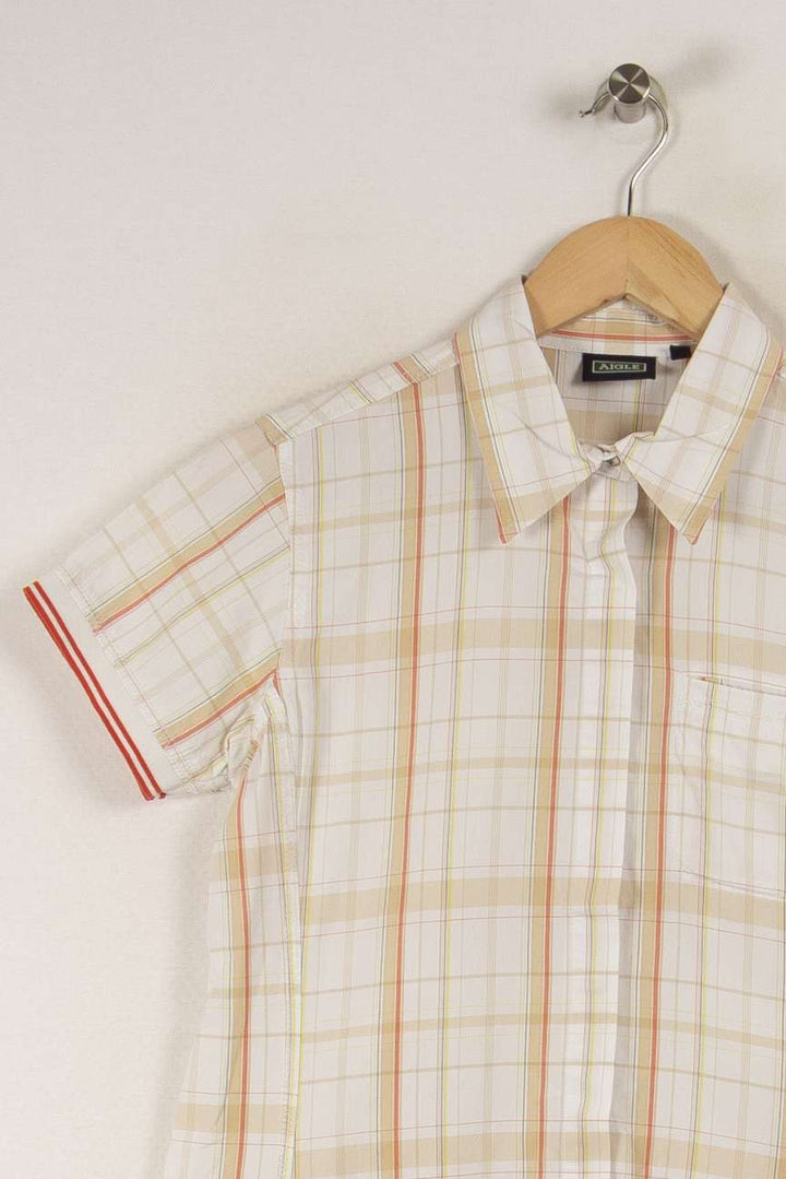 Chemise blanche à rayures bleues, rouges et jaunes - Taille L/40