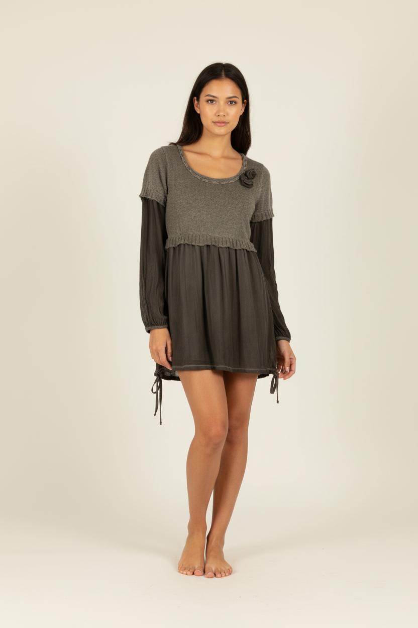 Robe grise bi-matière - Taille XL/42