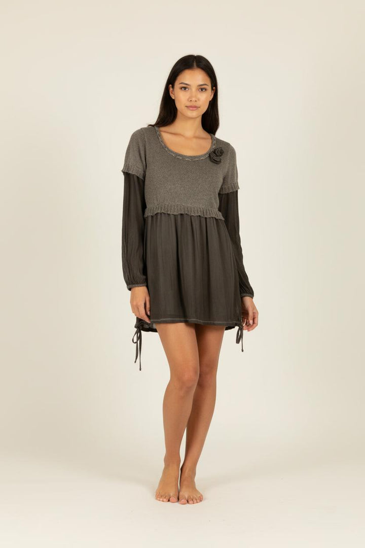 Robe grise bi-matière - Taille XL/42