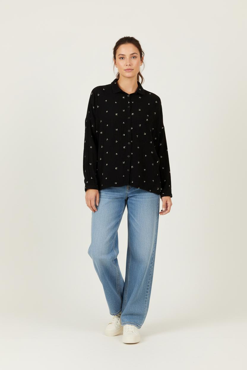 Chemise noire à motifs - Taille S/36