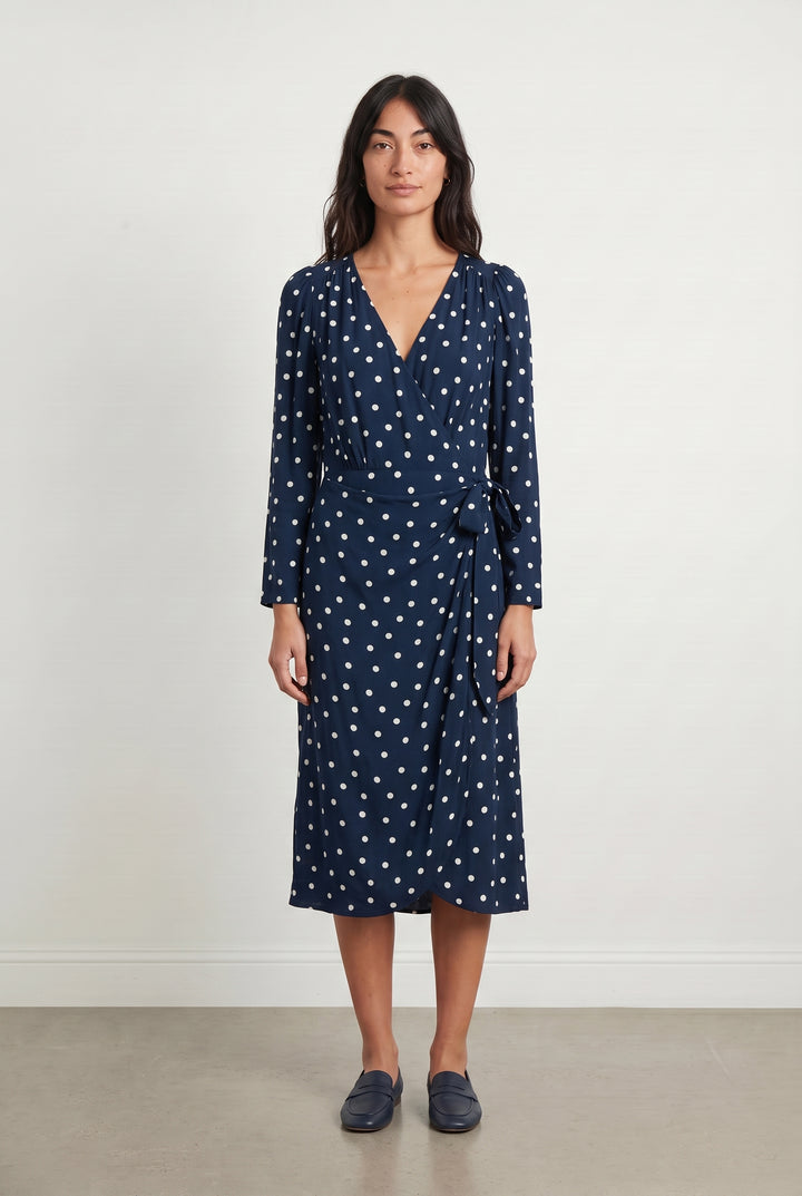 Robe portefeuille bleu et blanc - Taille M/38 de la marque Sézane | PARAD23975 - Vendu par Paradigme - Image 1