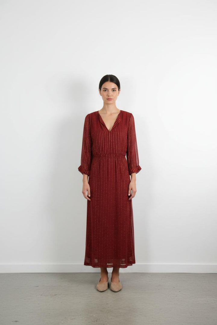 Robe Longue Bordeaux et Doré - Taille L/40