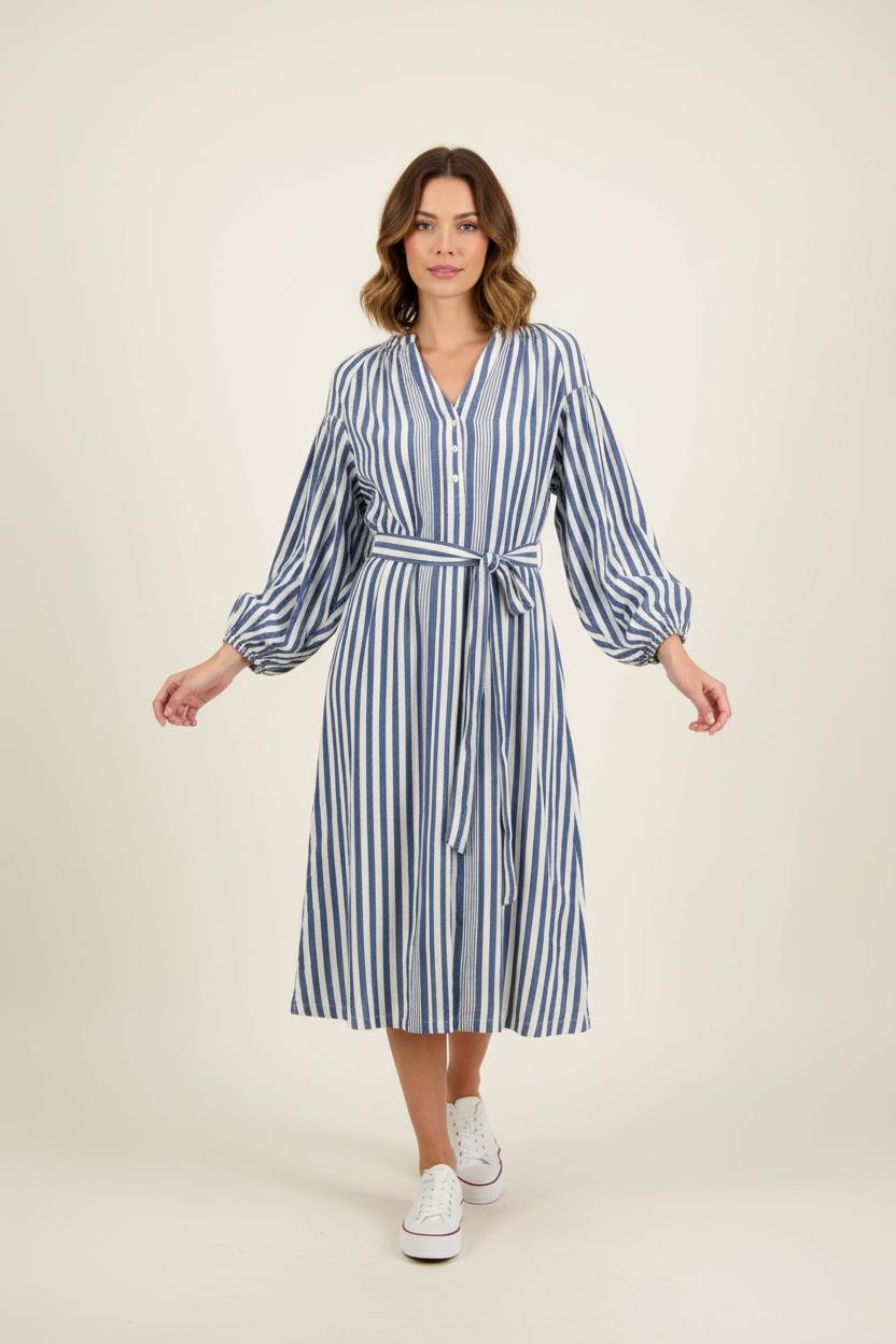 Robe chemise bleu et blanc - Taille L/40 de la marque Vanessa Bruno | PARAD24284 - Vendu par Paradigme - Image 1