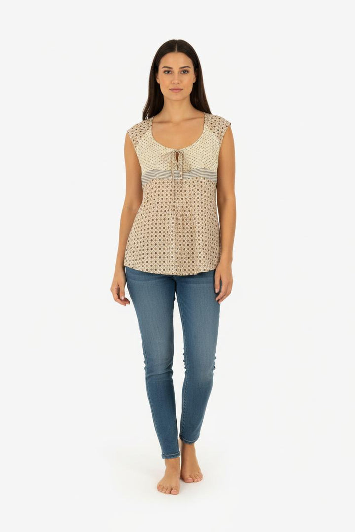 Blouse beige à motifs - Taille XXL/44
