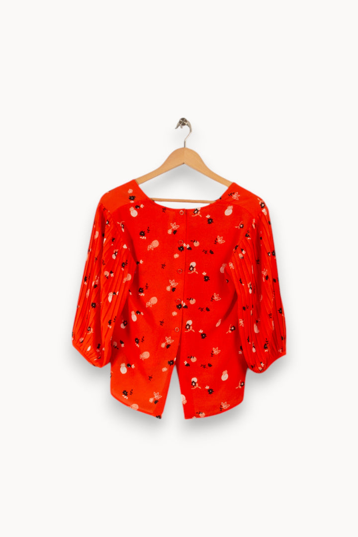 Blouse rouge à fleurs - Taille S/36 de la marque I.Code | PARAD24396 - Vendu par Paradigme - Image 3