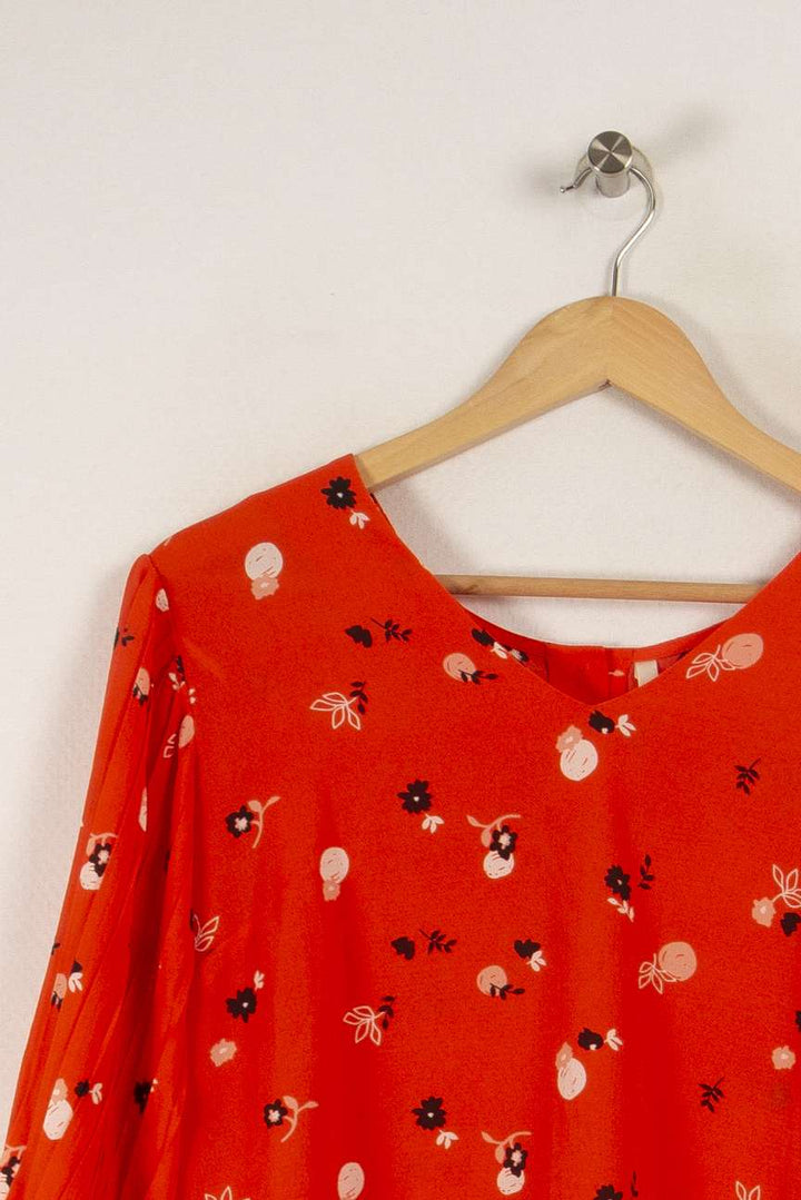 Blouse rouge à fleurs - Taille S/36 de la marque I.Code | PARAD24396 - Vendu par Paradigme - Image 1