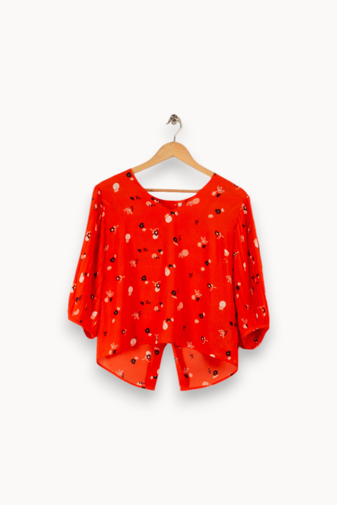 Blouse rouge à fleurs - Taille S/36 de la marque I.Code | PARAD24396 - Vendu par Paradigme - Image 2