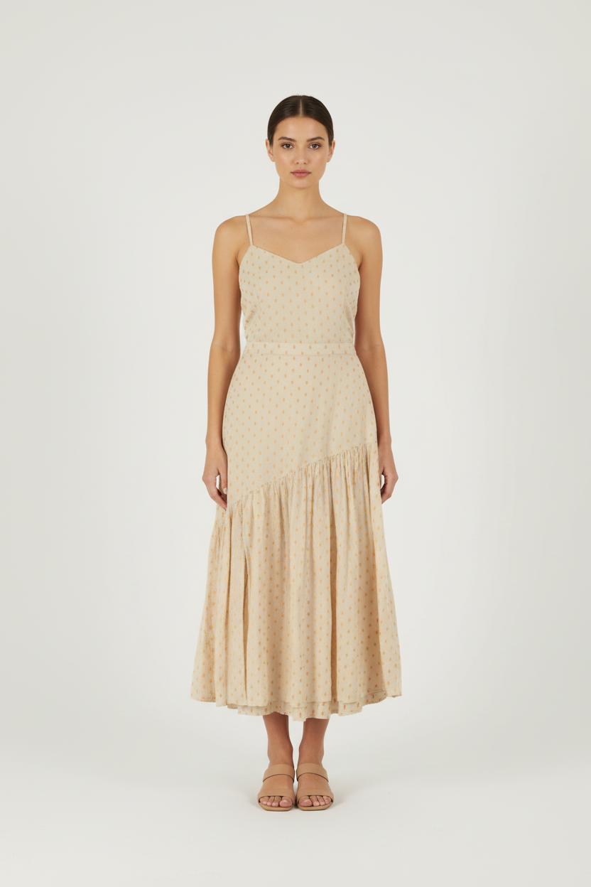 Jupe longue beige à pois - Taille XXS/32