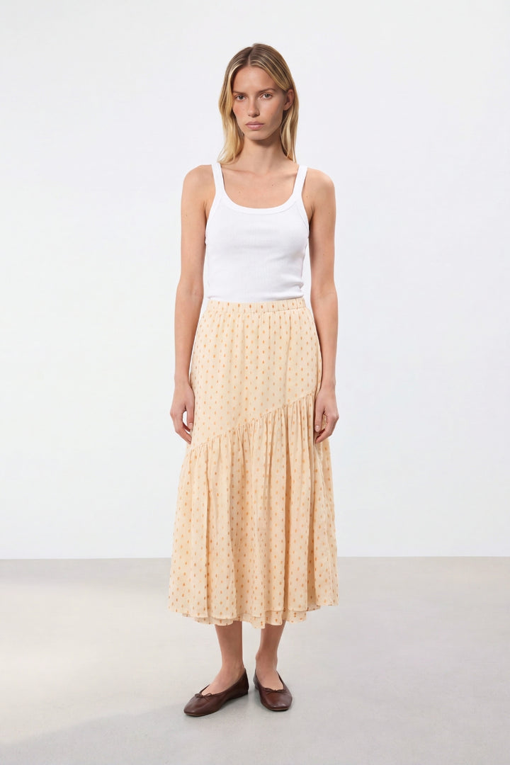 Jupe longue beige à pois - Taille XXS/32