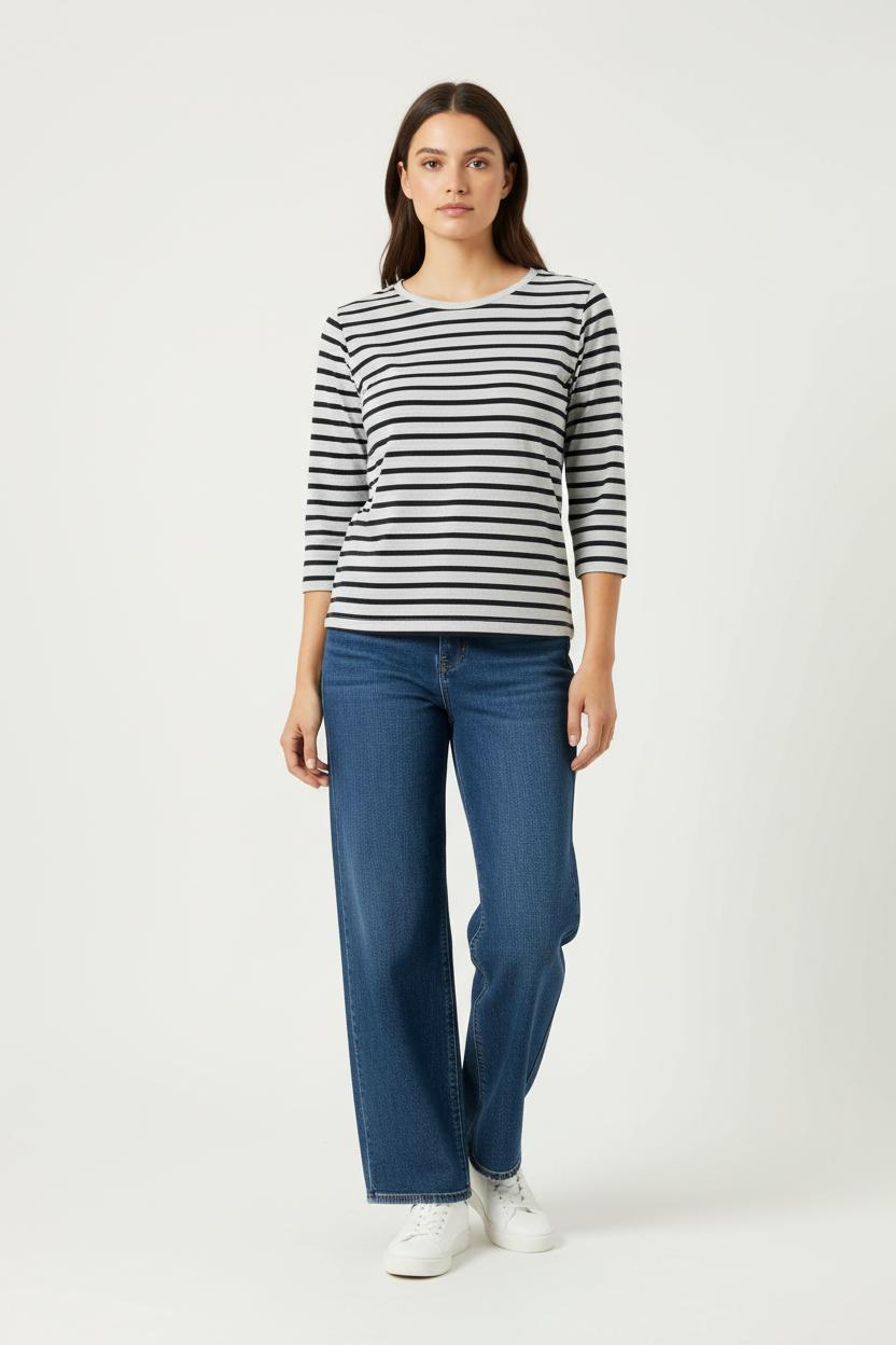 Marinière Blanc et Bleu Marine - Taille M/38 de la marque IKKS | PARAD24544 - Vendu par Paradigme - Image 1