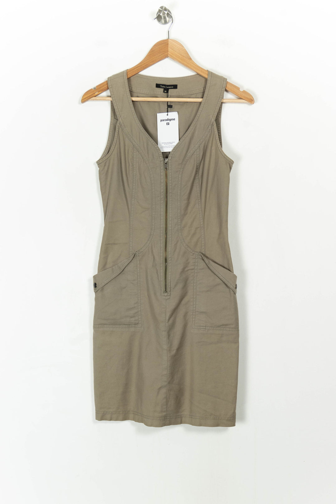 Robe Sans Manches Kaki - Taille S/36 de la marque Tara Jarmon | PARAD24633 - Vendu par Paradigme - Image 2