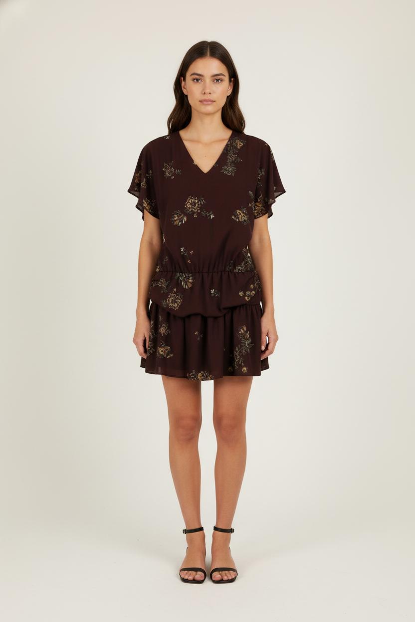 Robe bordeaux à motifs - Taille S/36