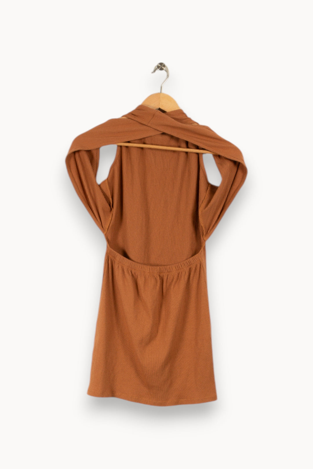 Robe courte marron côtelée - Taille S/36