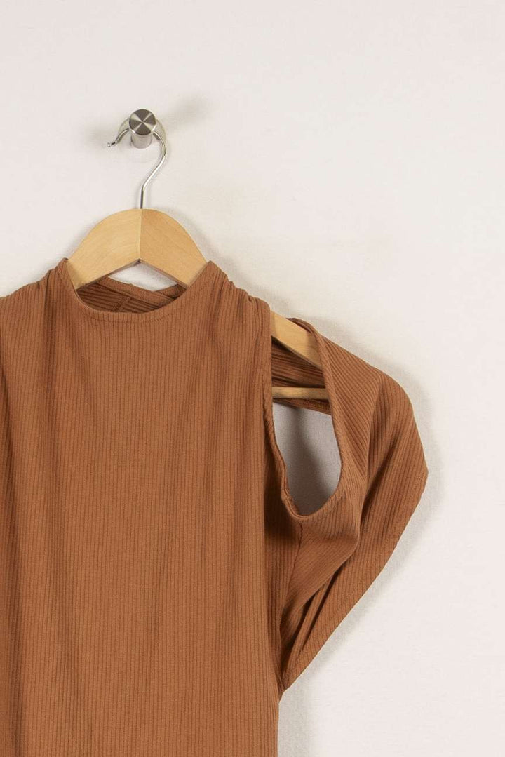 Robe courte marron côtelée - Taille S/36