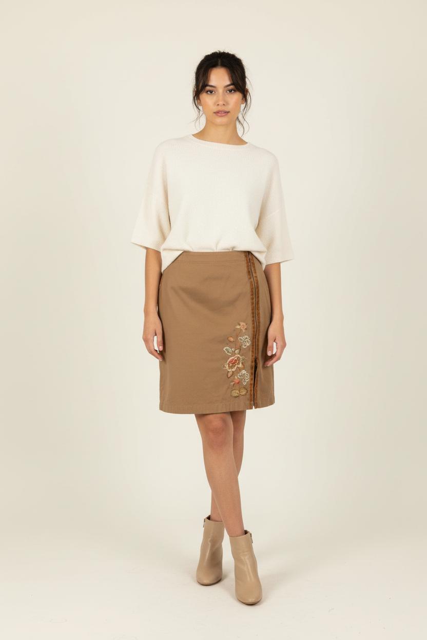 Jupe marron avec détails - Taille XL/42