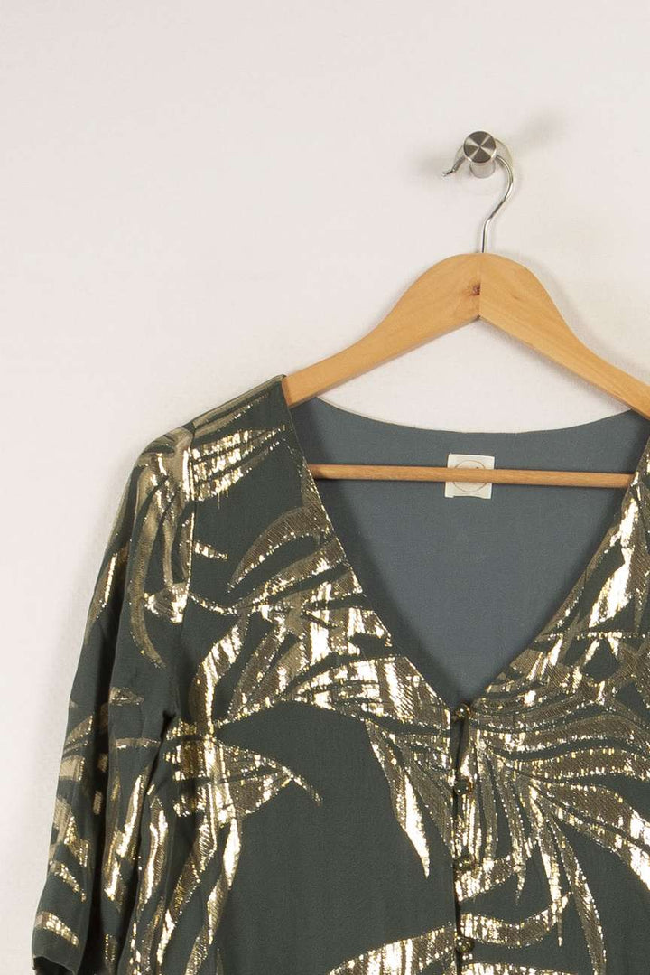 Robe verte et dorée - Taille XS/34