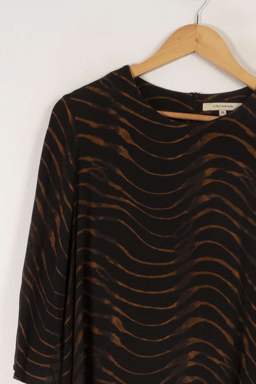 Robe noire et marron à motifs - Taille M/38