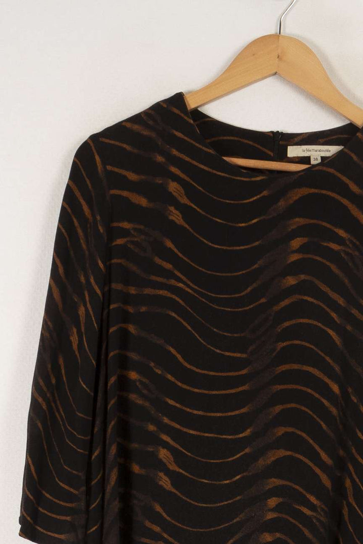 Robe noire et marron à motifs - Taille M/38