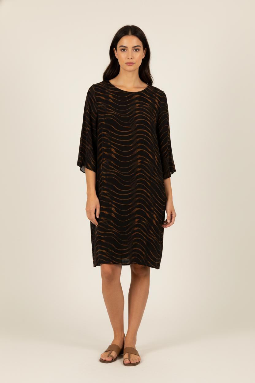Robe noire et marron à motifs - Taille M/38