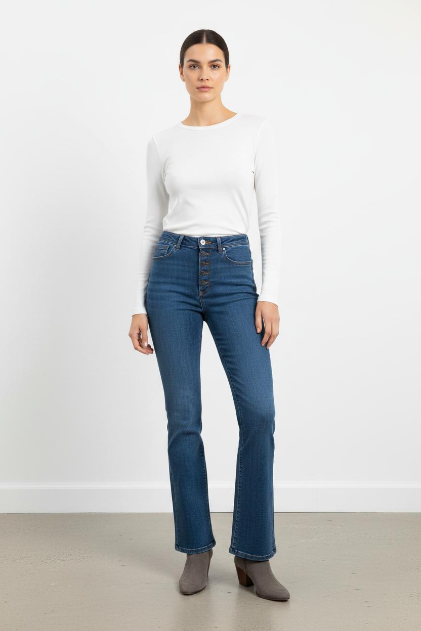 Jean Évasé Bleu - Taille S/36 de la marque La Fée Maraboutée | PARAD25300 - Vendu par Paradigme - Image 1