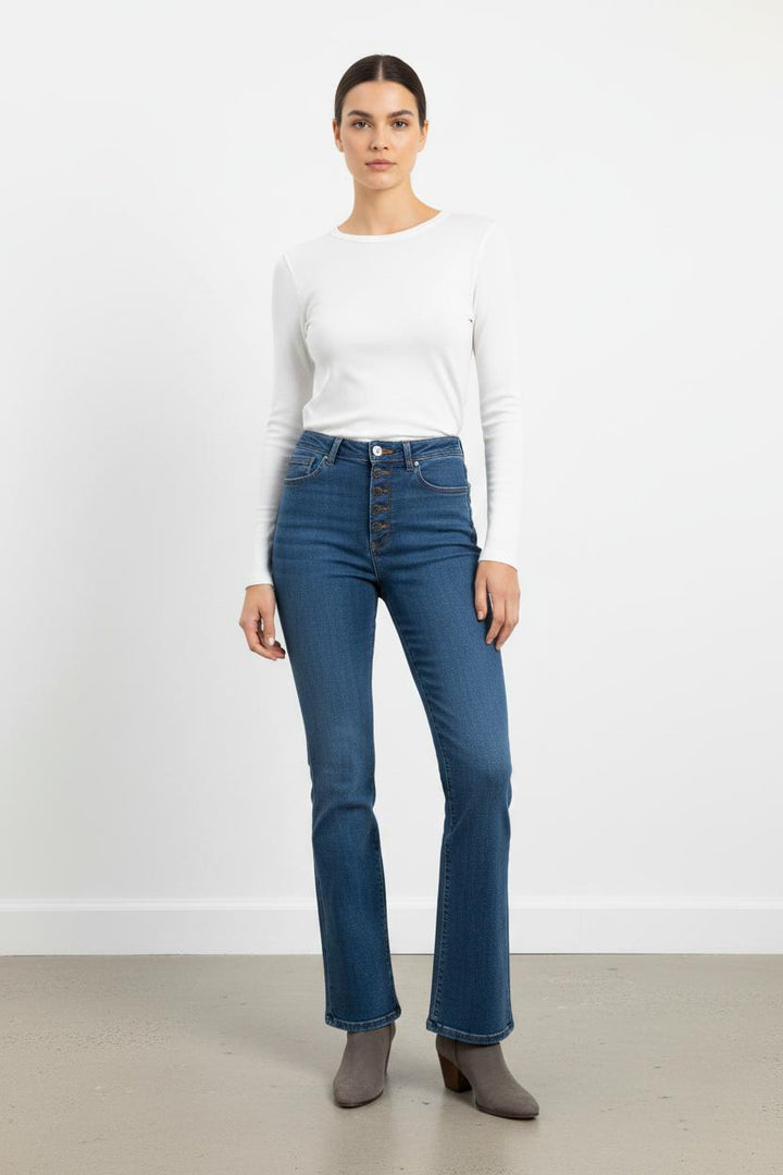 Jean Évasé Bleu - Taille S/36 de la marque La Fée Maraboutée | PARAD25300 - Vendu par Paradigme - Image 1