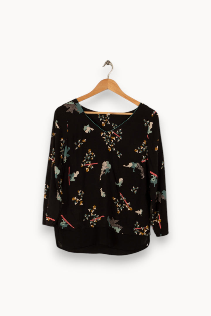 Top noir à motifs - Taille M/38 de la marque I.Code | PARAD25334 - Vendu par Paradigme - Image 1