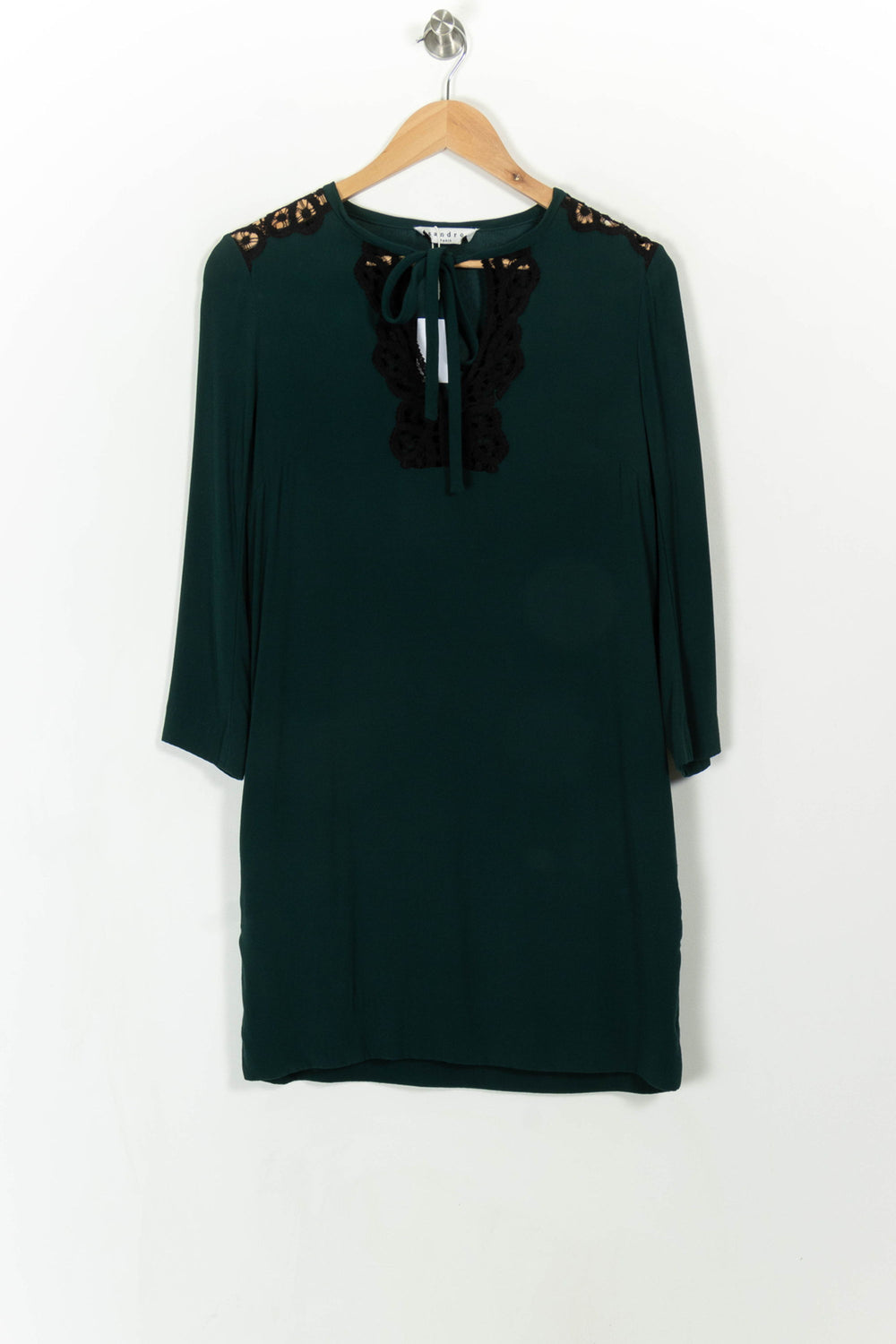 Robe Courte Verte et Noire - Taille S/36 de la marque Sandro | PARAD25440 - Vendu par Paradigme - Image 2
