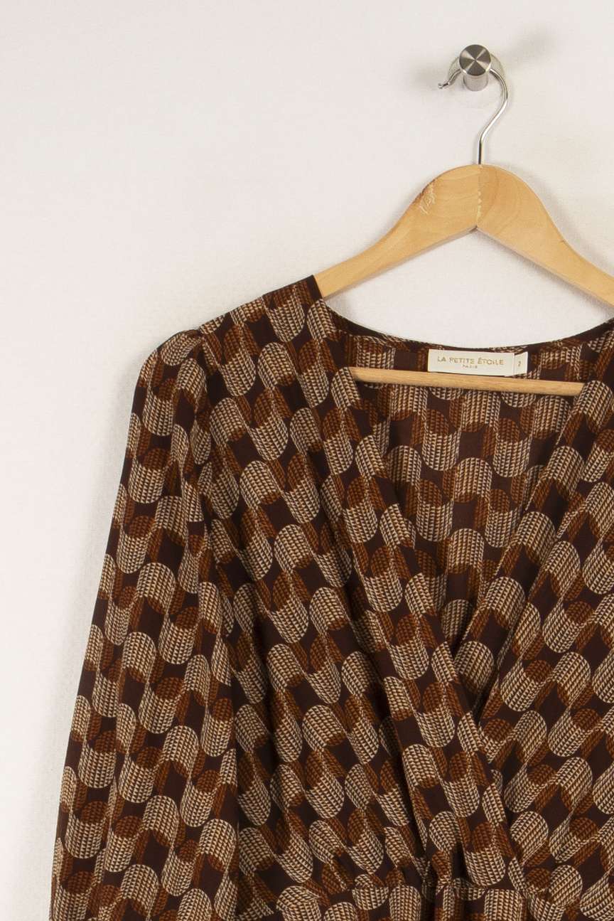 Robe longue marron à motifs - Taille M/38