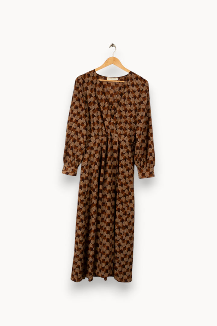 Robe longue marron à motifs - Taille M/38