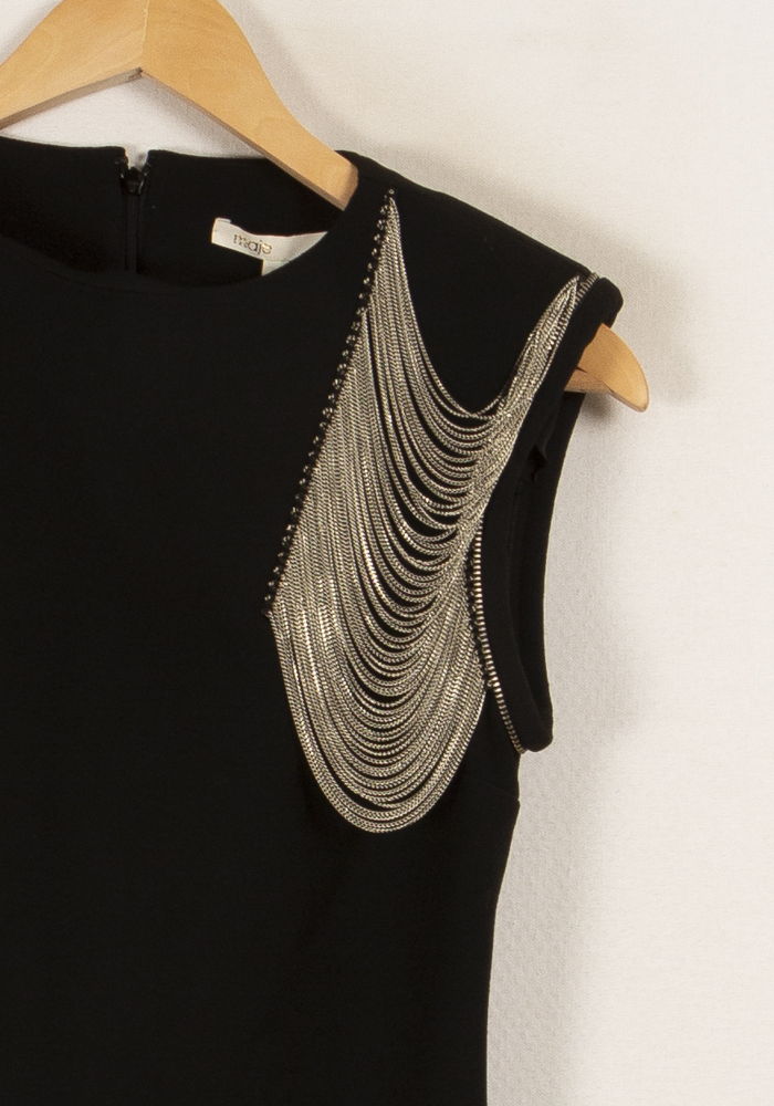 Robe Midi Noire - Taille S/36 de la marque Maje | PARAD25852 - Vendu par Paradigme - Image 3