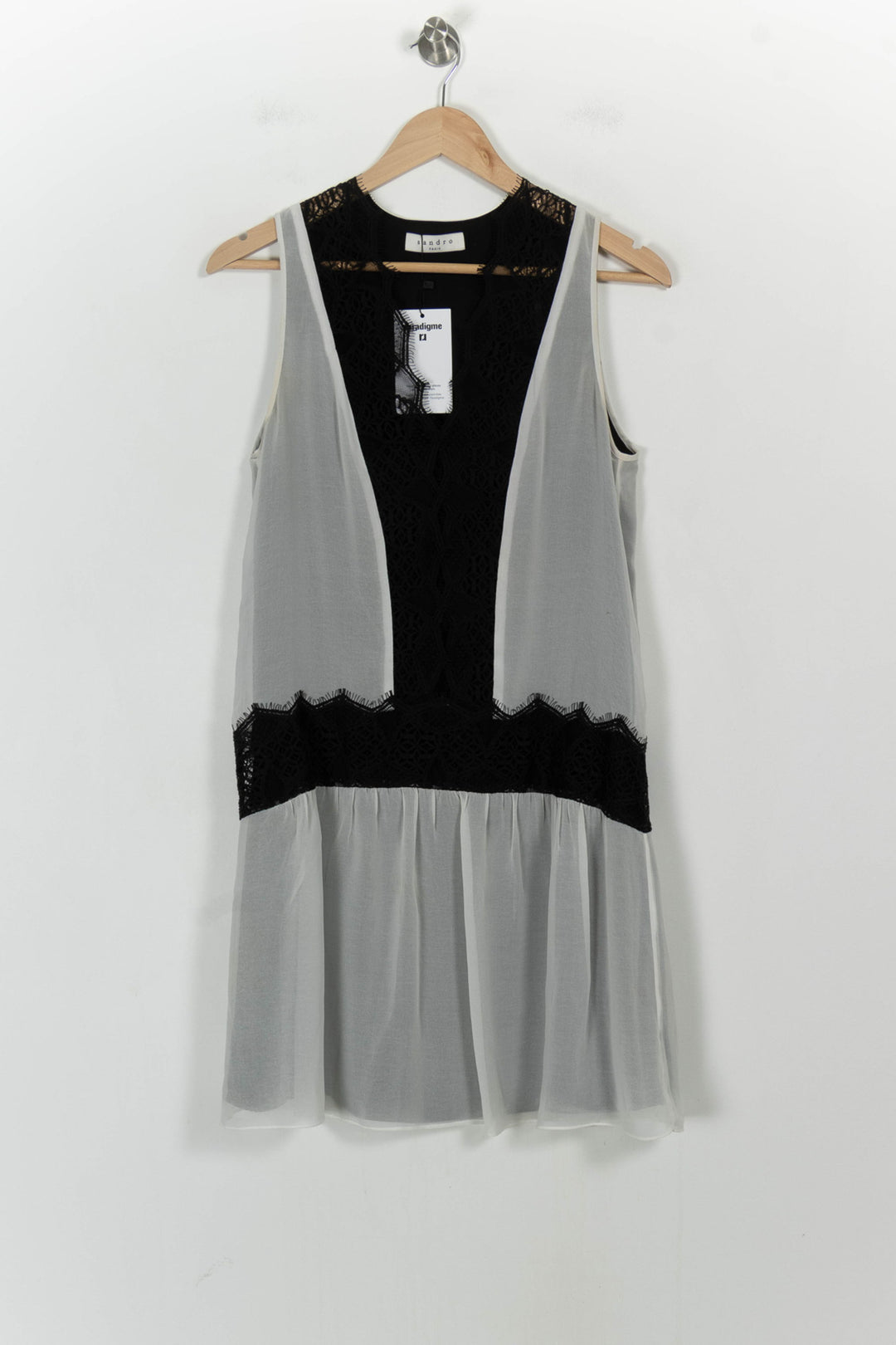Robe Courte Noire et Grise - Taille M/38 de la marque Sandro | PARAD25882 - Vendu par Paradigme - Image 2